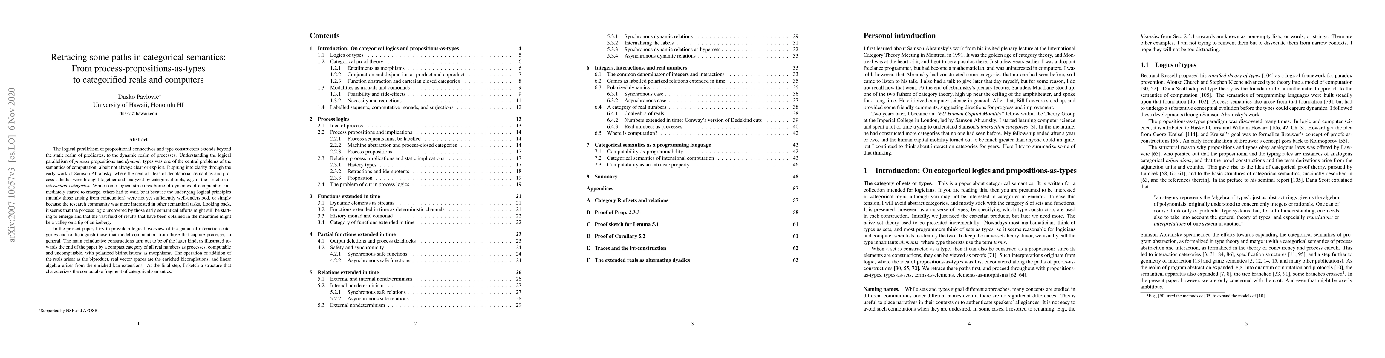 Thumbnail for Retracing some paths in categorical semantics: From
  process-propositions-as-types to categorified reals and computers