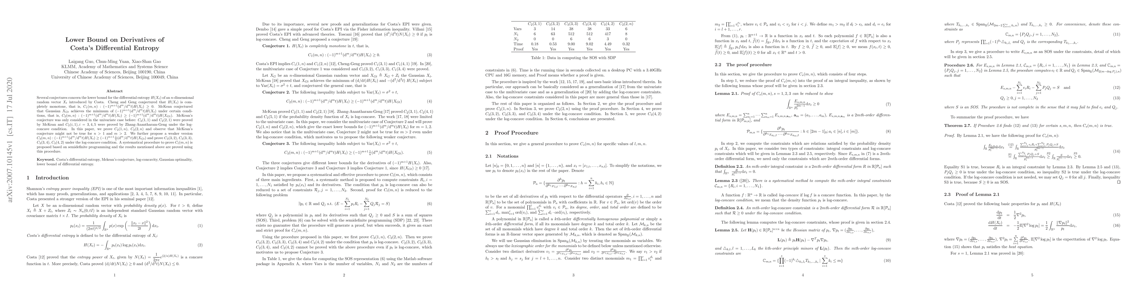 Thumbnail for Lower Bound on Derivatives of Costa's Differential Entropy