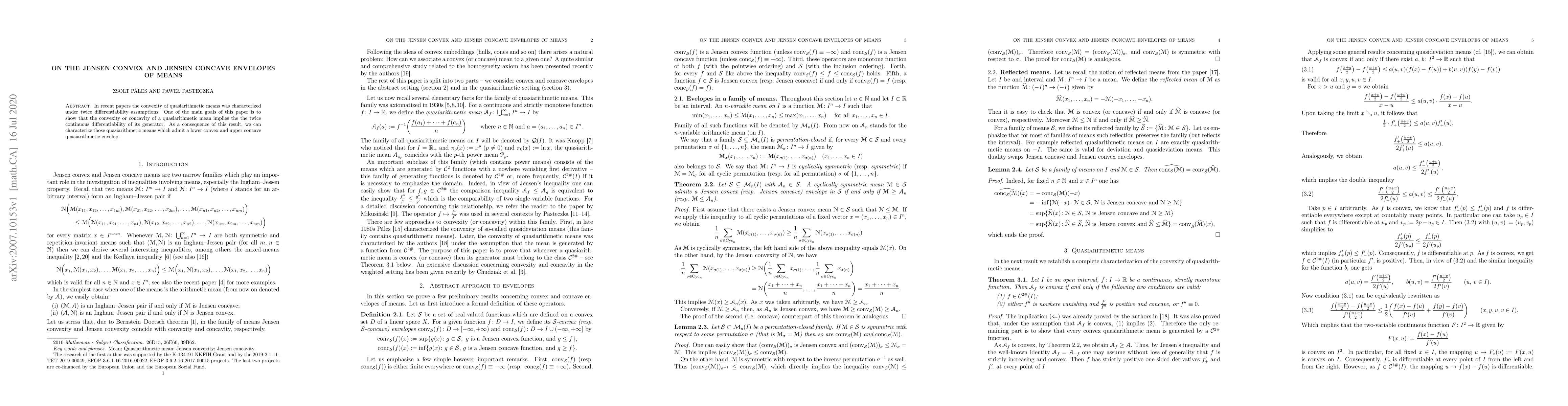 Thumbnail for On the Jensen convex and Jensen concave envelopes of means