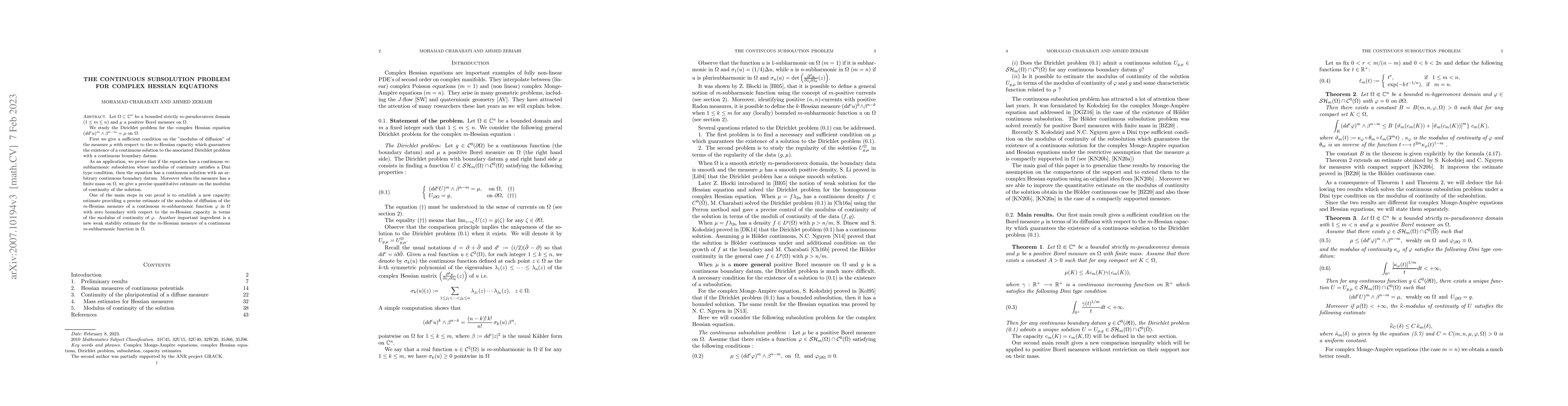 Thumbnail for The Continuous Subsolution Problem for Complex Hessian Equations