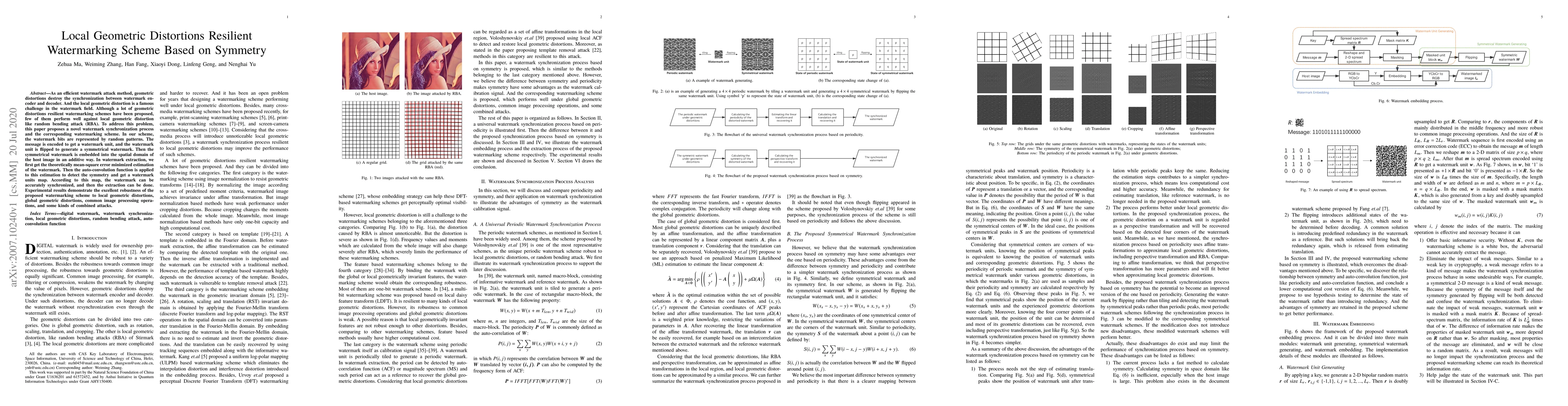 Thumbnail for Local Geometric Distortions Resilient Watermarking Scheme Based on
  Symmetry