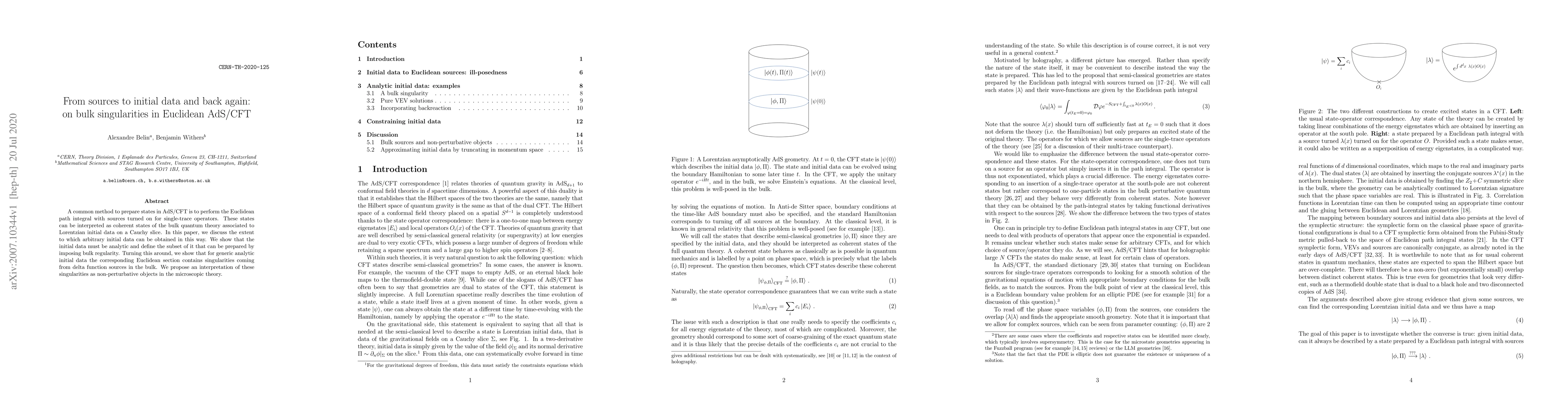 Thumbnail for From sources to initial data and back again: on bulk singularities in
  Euclidean AdS/CFT