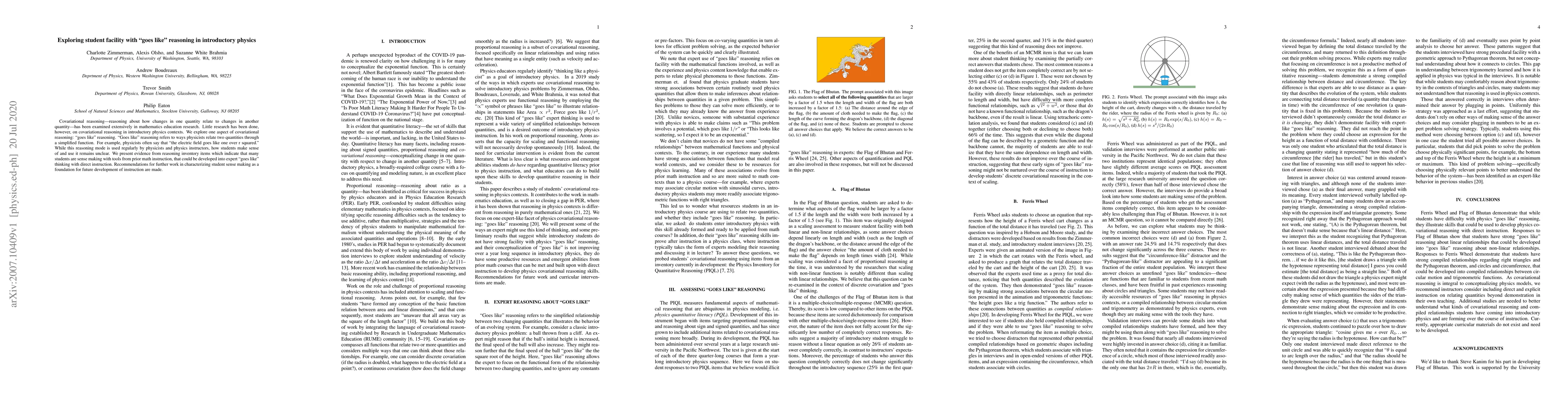 Thumbnail for Exploring student facility with "goes like'' reasoning in introductory
  physics