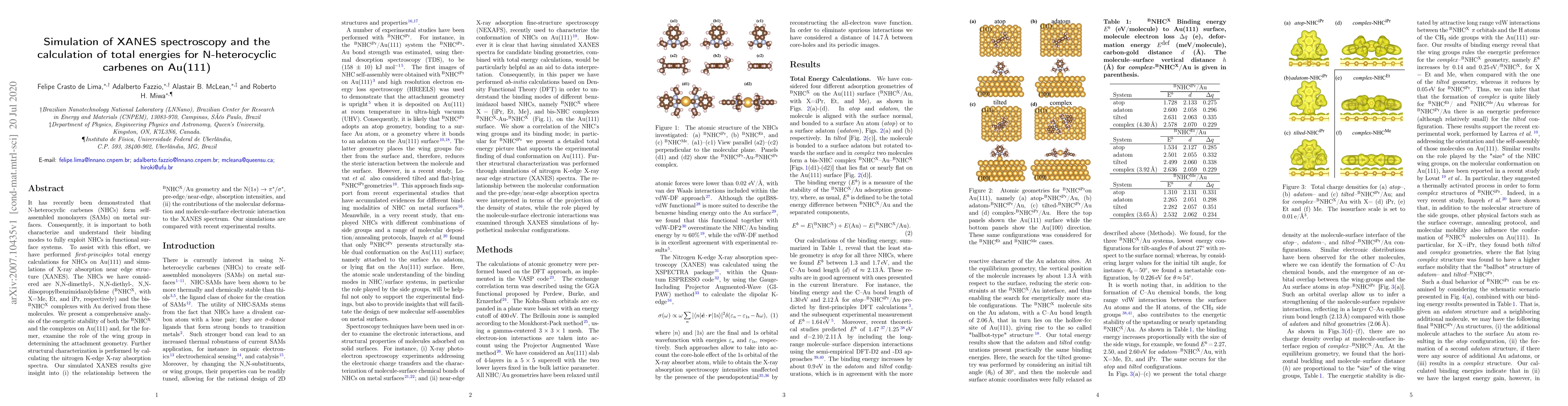 Thumbnail for Simulation of XANES spectroscopy and the calculation of total energies
  for N-heterocyclic carbenes on Au(111)