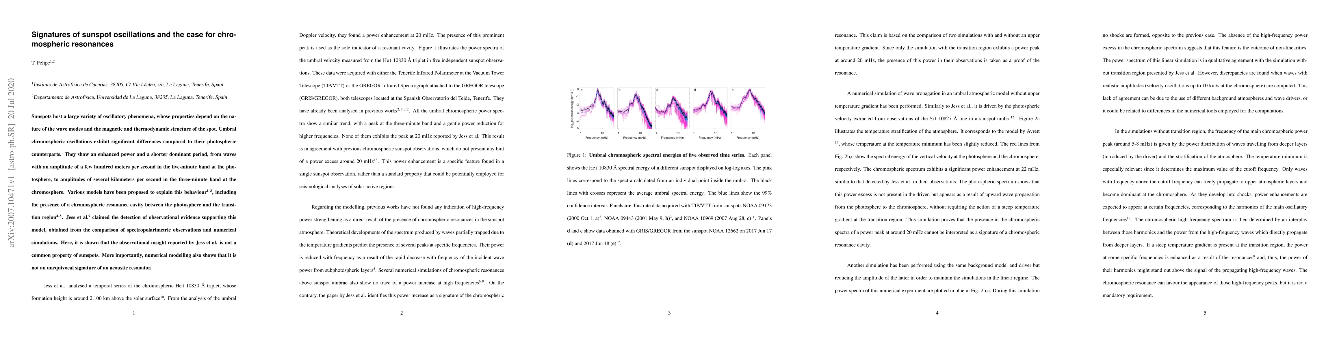 Thumbnail for Signatures of sunspot oscillations and the case for chromospheric
  resonances