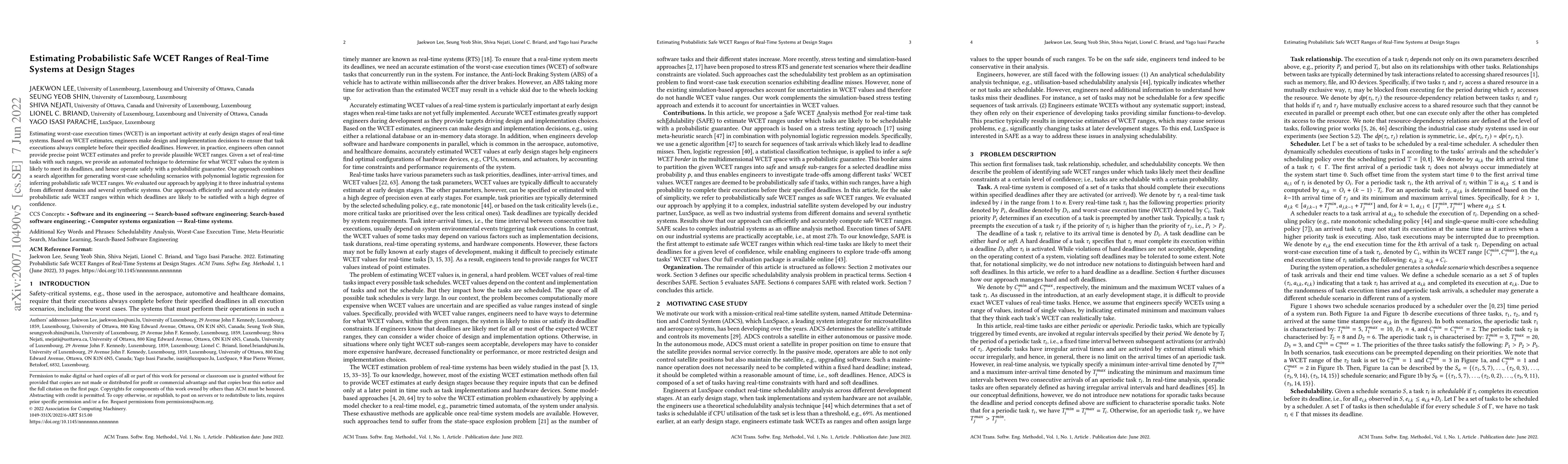 Thumbnail for Estimating Probabilistic Safe WCET Ranges of Real-Time Systems at Design
  Stages