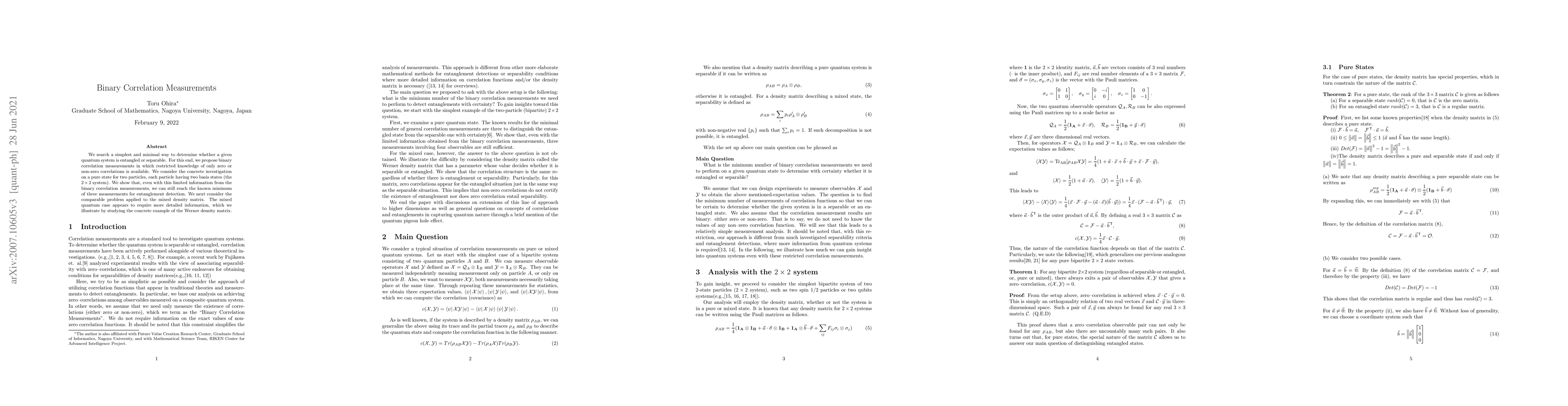 Thumbnail for Binary Correlation Measurements