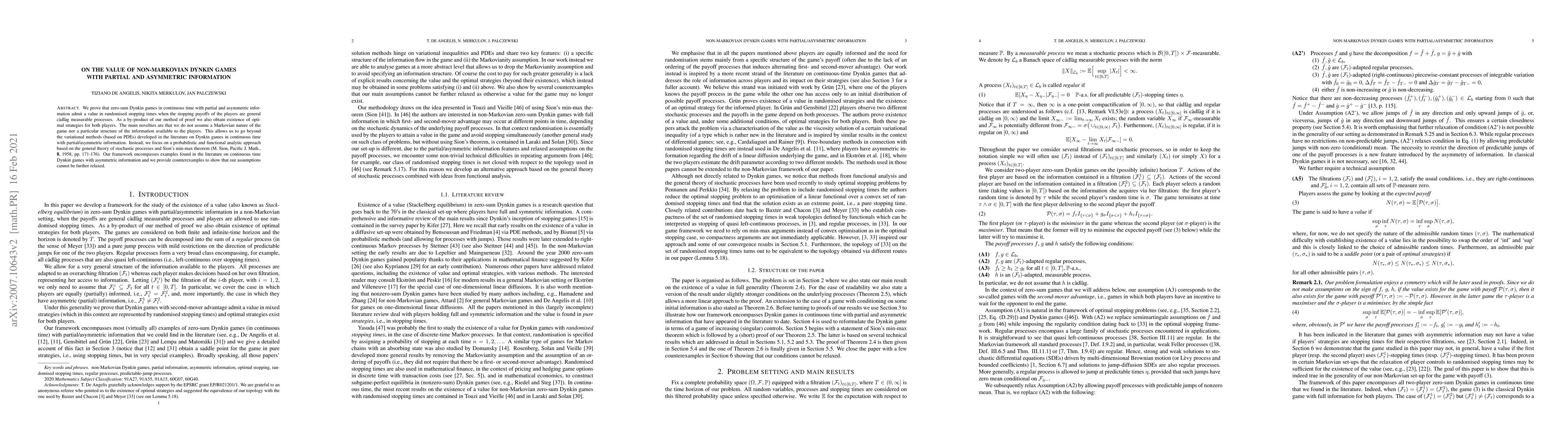 Thumbnail for On the value of non-Markovian Dynkin games with partial and asymmetric
  information
