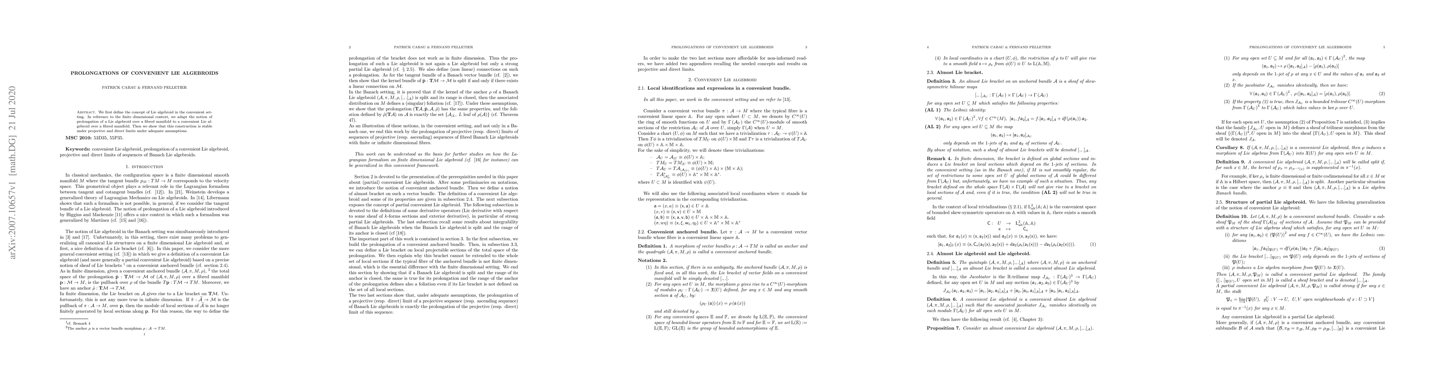 Thumbnail for Prolongations of convenient Lie algebroids