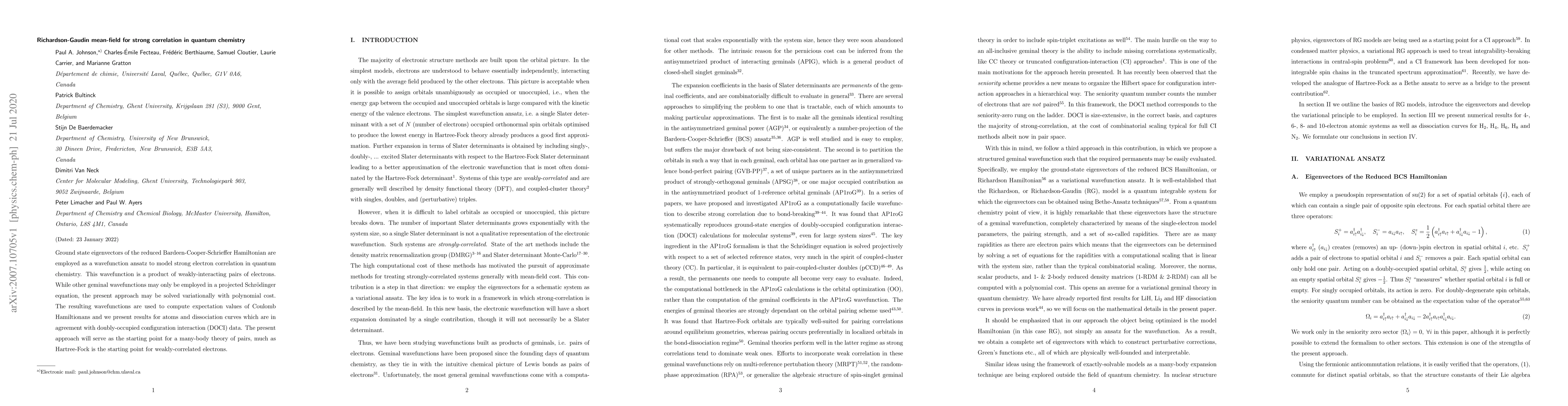 Thumbnail for Richardson-Gaudin mean-field for strong correlation in quantum chemistry