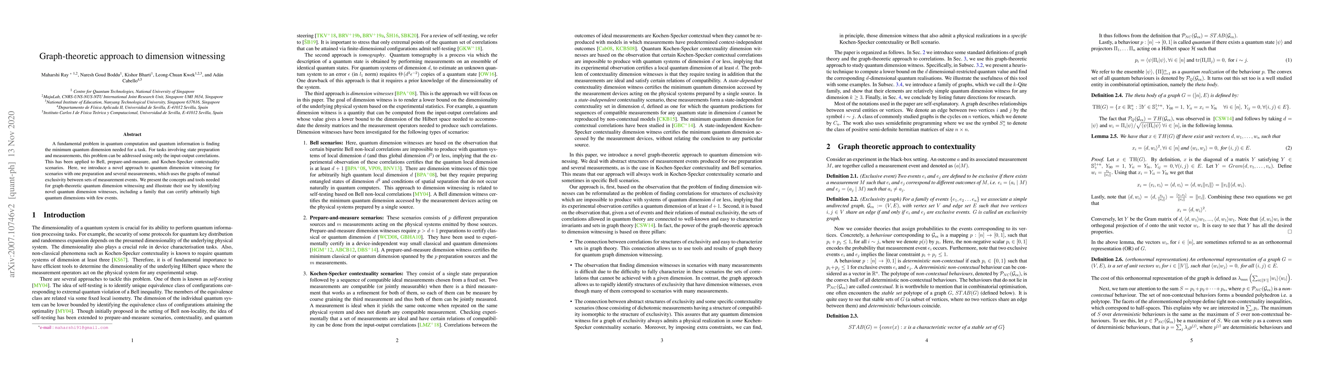 Thumbnail for Graph-theoretic approach to dimension witnessing