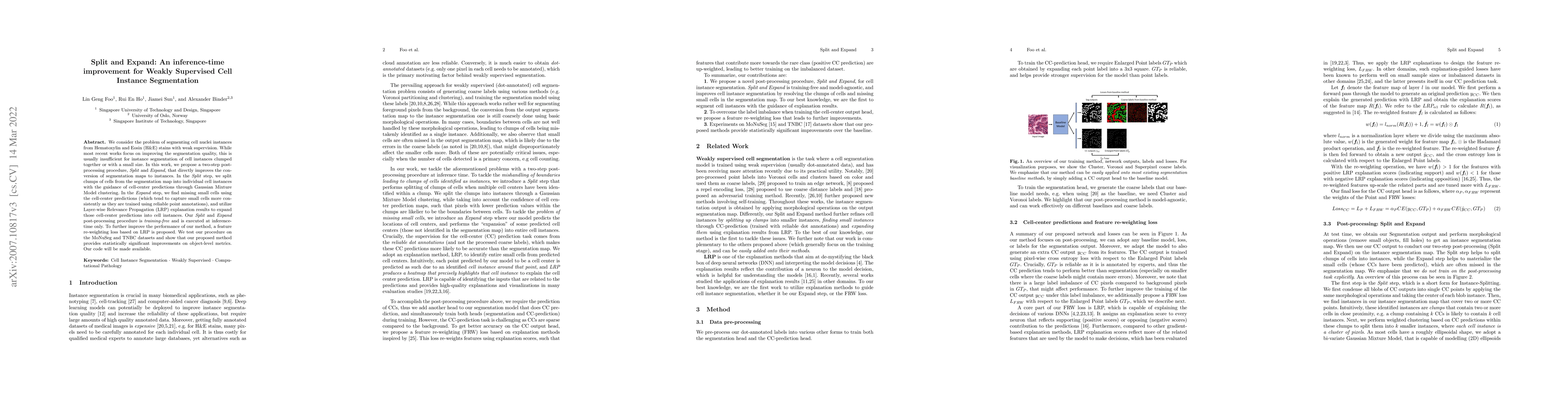 Thumbnail for Split and Expand: An inference-time improvement for Weakly Supervised
  Cell Instance Segmentation