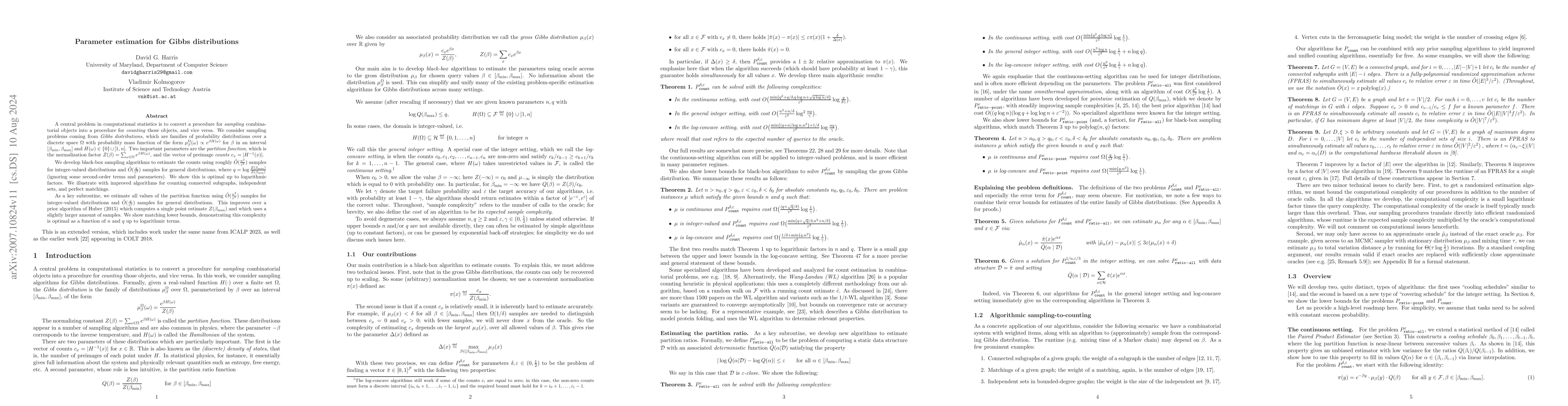 Thumbnail for Parameter estimation for Gibbs distributions