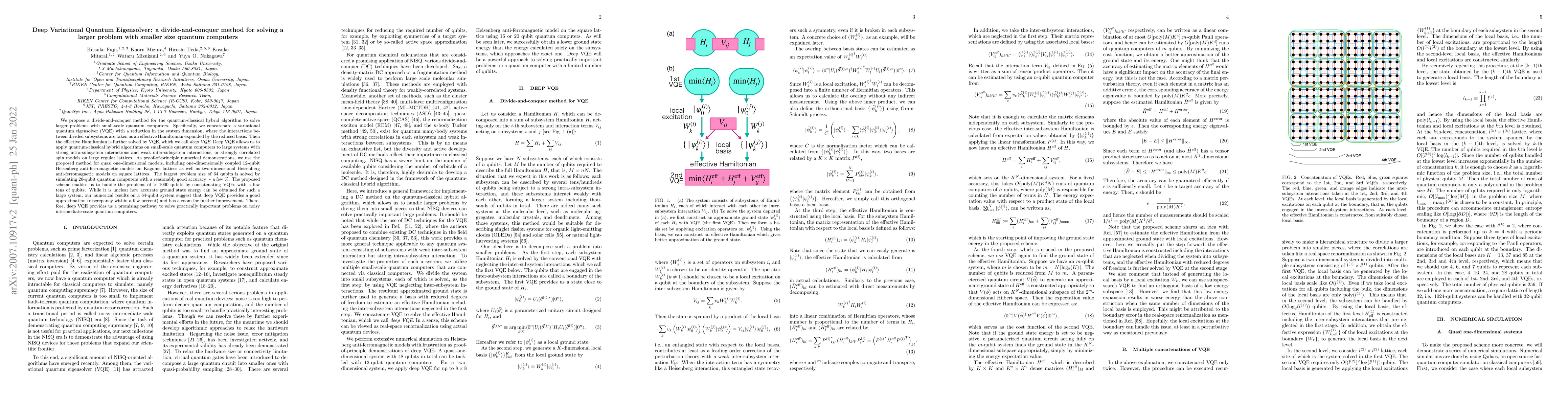 Thumbnail for Deep Variational Quantum Eigensolver: a divide-and-conquer method for
  solving a larger problem with smaller size quantum computers