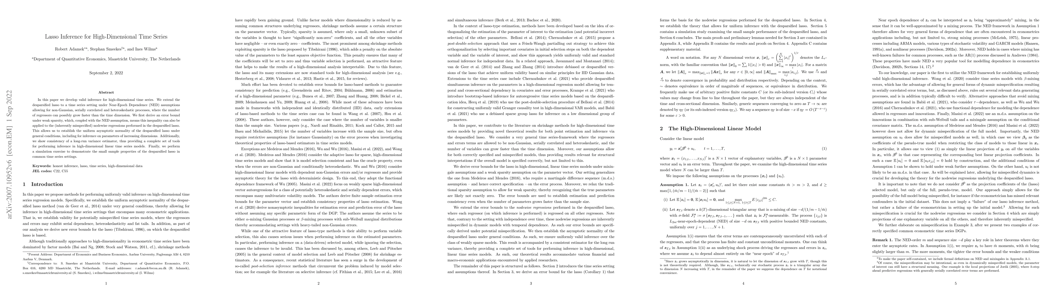 Thumbnail for Lasso Inference for High-Dimensional Time Series