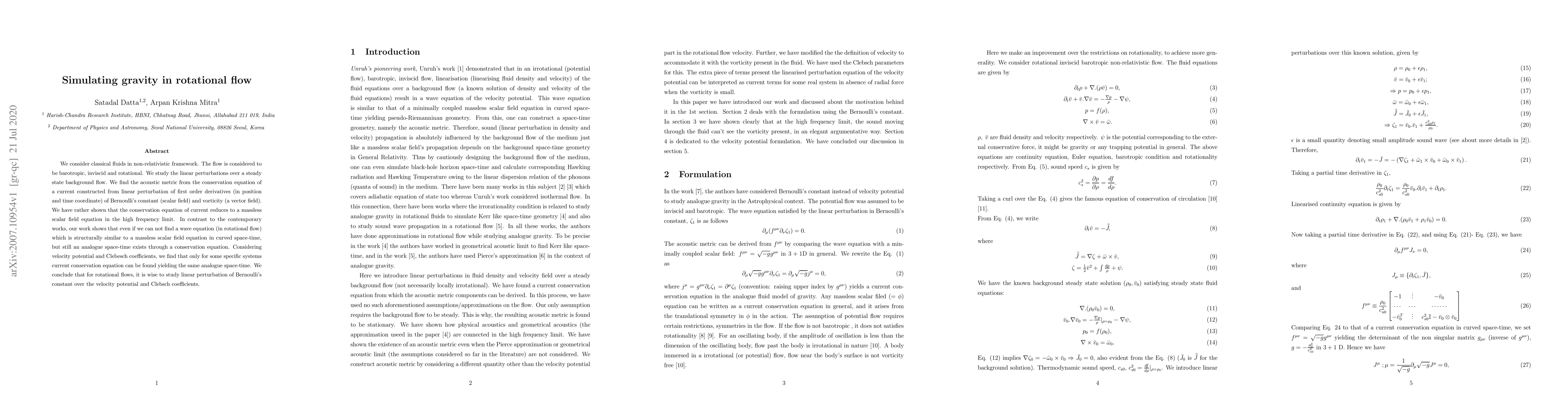 Thumbnail for Simulating gravity in rotational flow