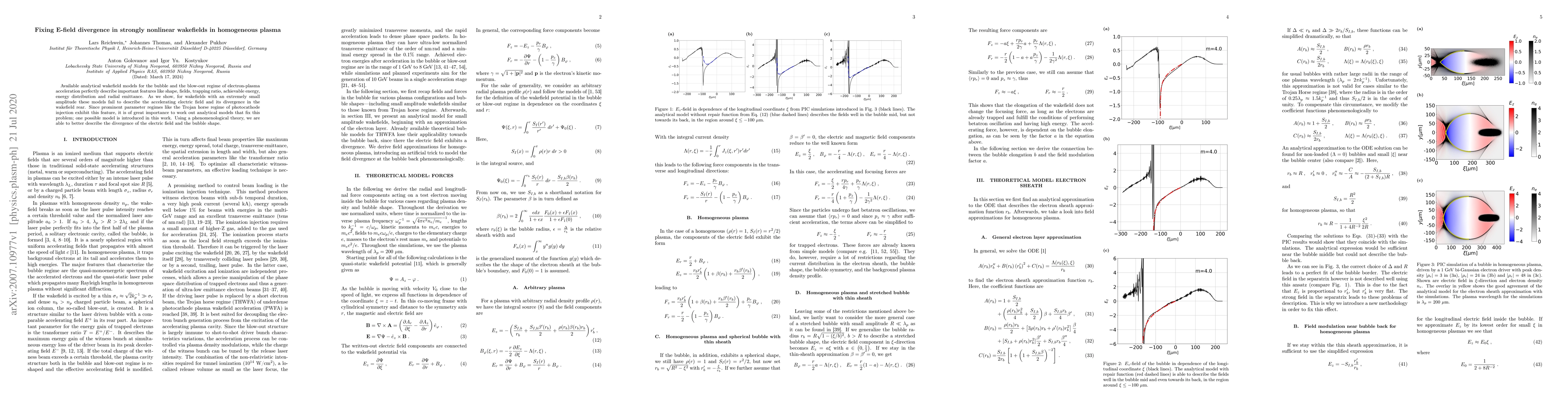 Thumbnail for Fixing E-field divergence in strongly nonlinear wakefields in
  homogeneous plasma