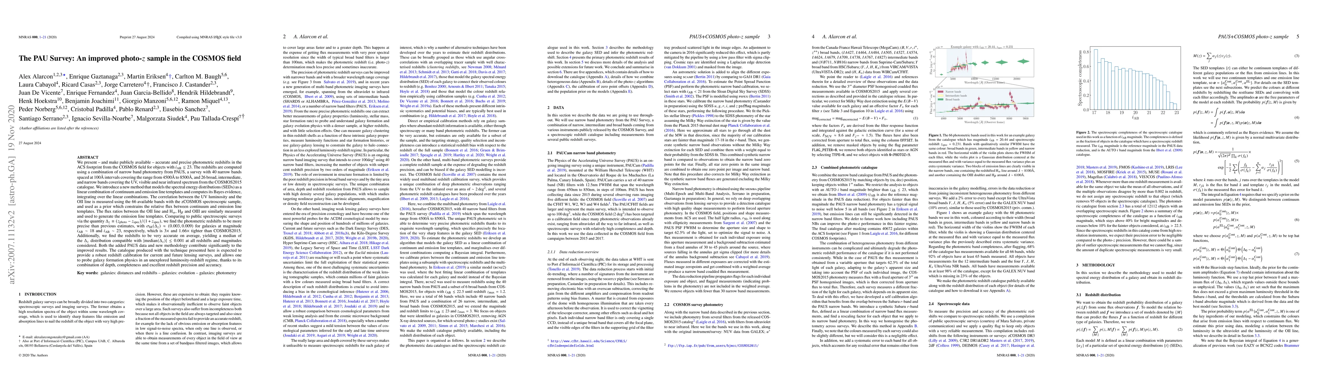 Thumbnail for The PAU Survey: An improved photo-$z$ sample in the COSMOS field