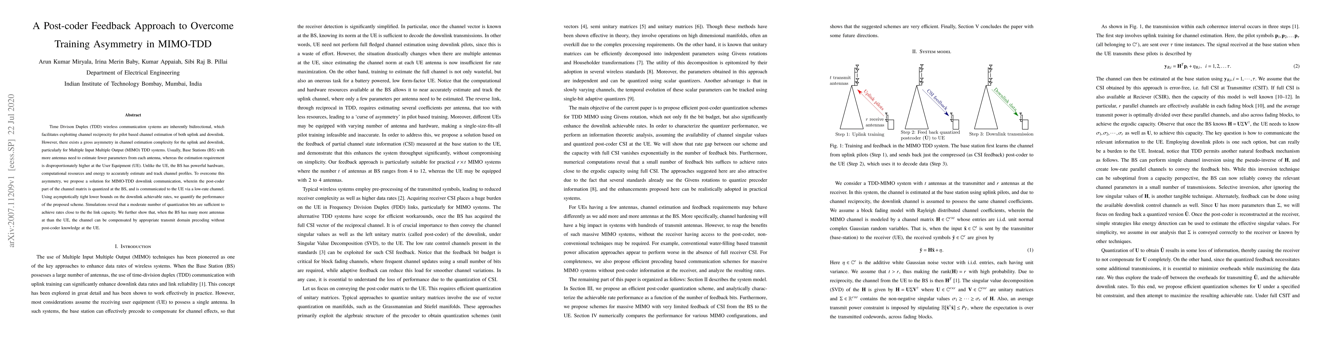 Thumbnail for A Post-coder Feedback Approach to Overcome Training Asymmetry in
  MIMO-TDD