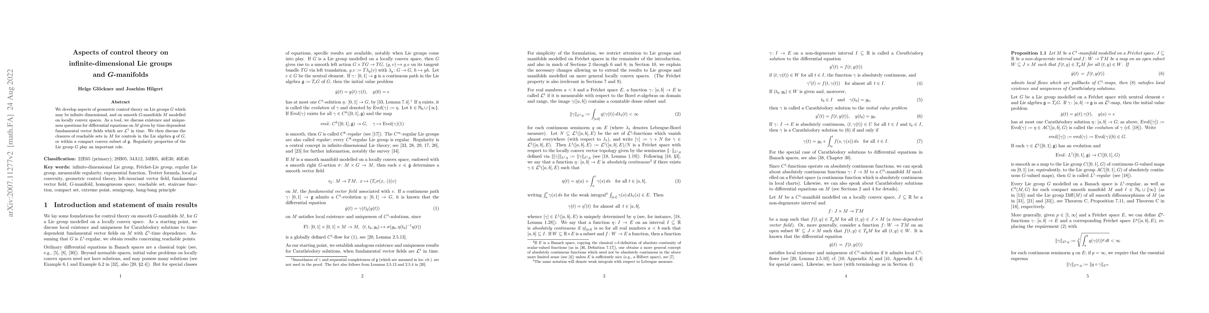 Thumbnail for Aspects of control theory on infinite-dimensional Lie groups and
  G-manifolds