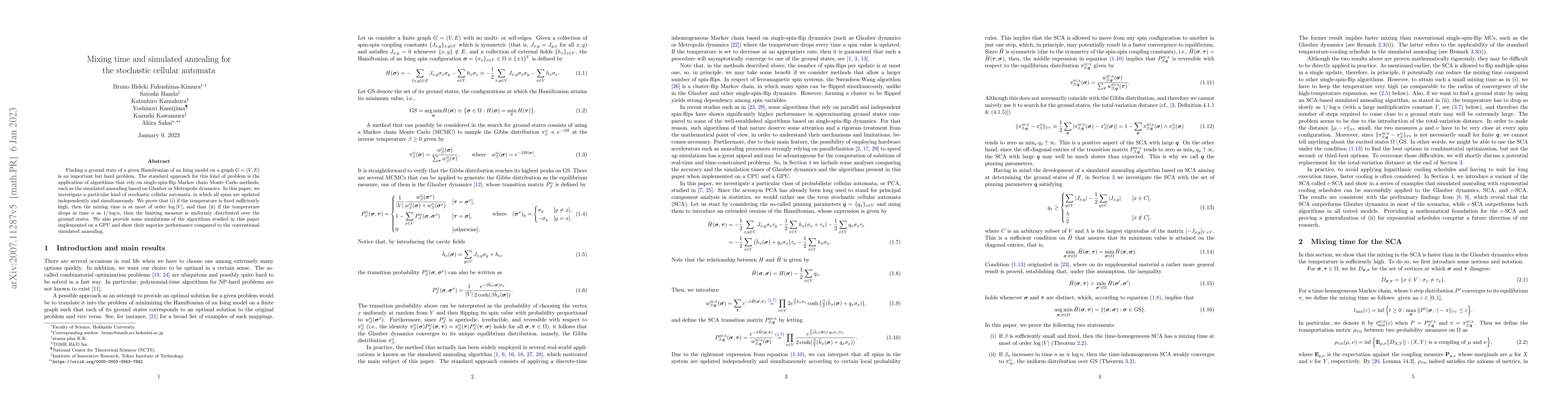 Thumbnail for Mixing time and simulated annealing for the stochastic cellular automata
