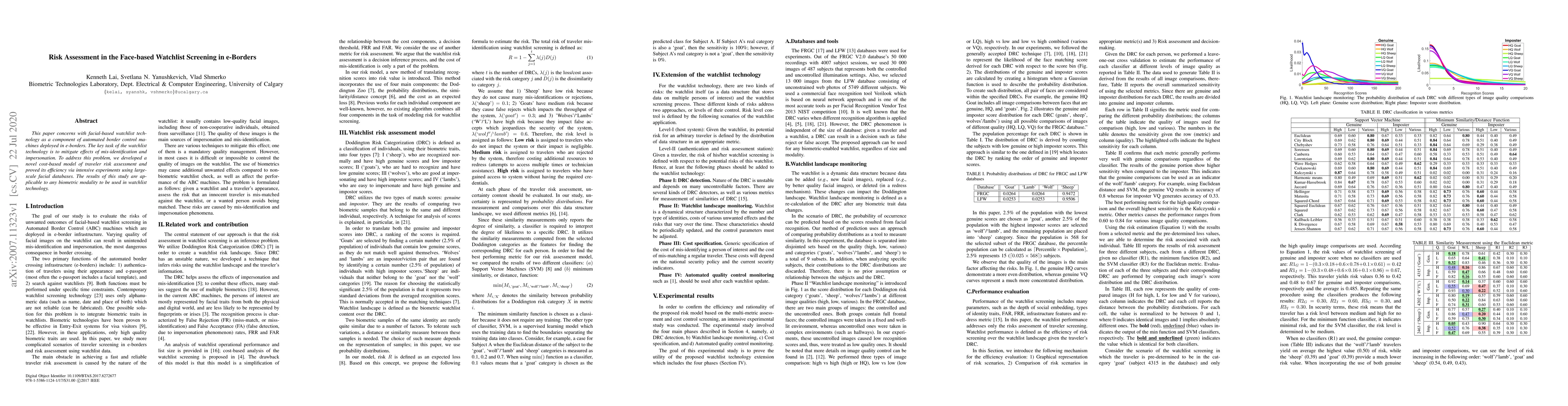 Thumbnail for Risk Assessment in the Face-based Watchlist Screening in e-Border