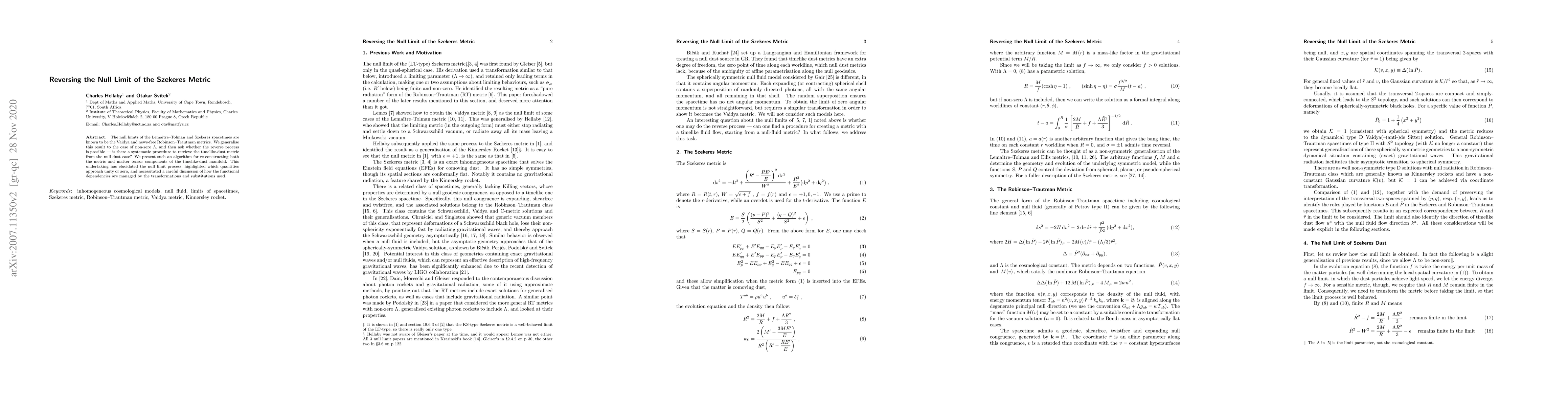 Thumbnail for Reversing the Null Limit of the Szekeres Metric