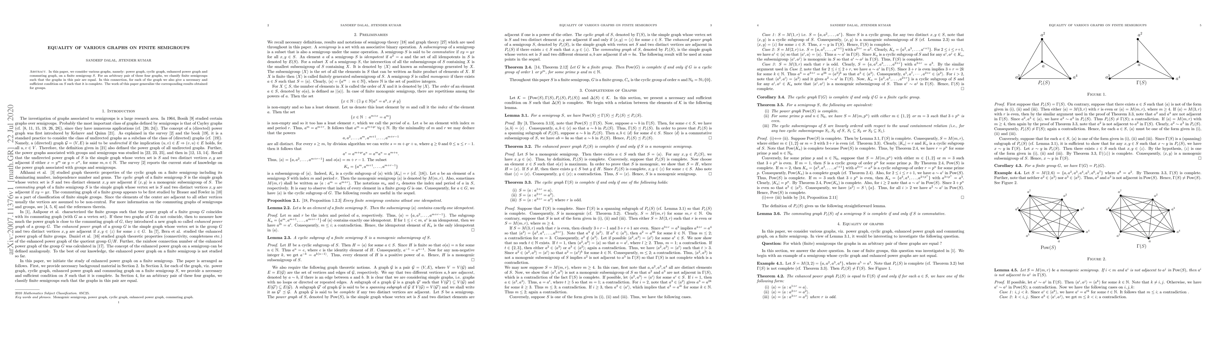 Thumbnail for Equality of various graphs on finite semigroups