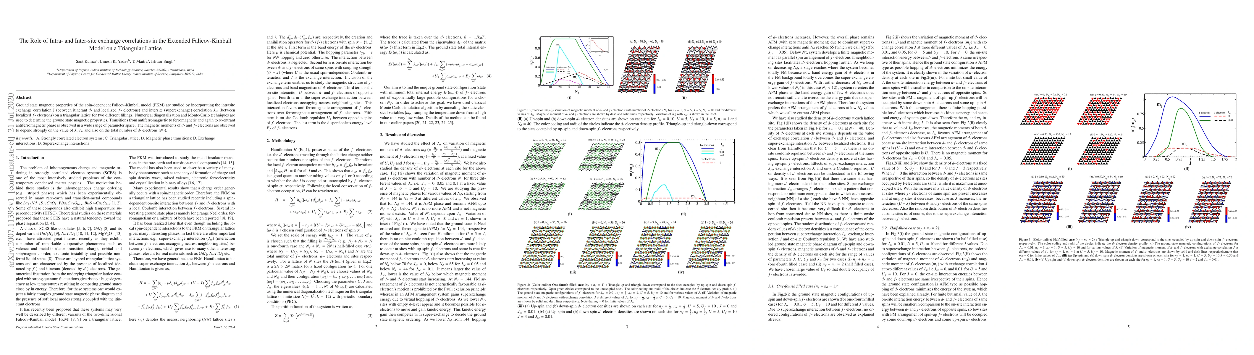 Thumbnail for The Role of Intra- and Inter-site exchange correlations in the Extended
  Falicov-Kimball Model on a Triangular Lattice