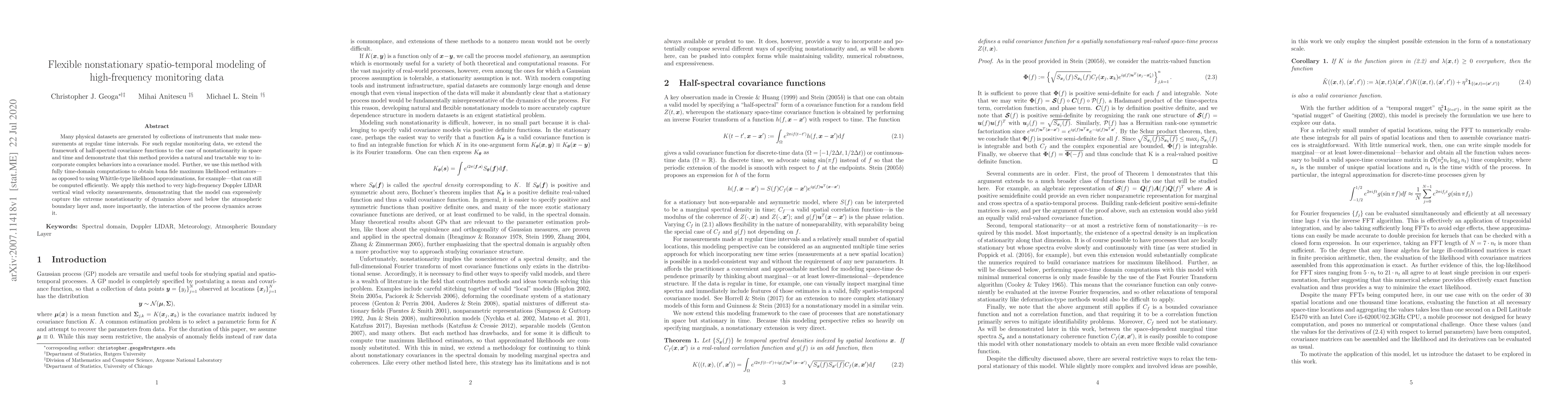 Thumbnail for Flexible nonstationary spatio-temporal modeling of high-frequency
  monitoring data