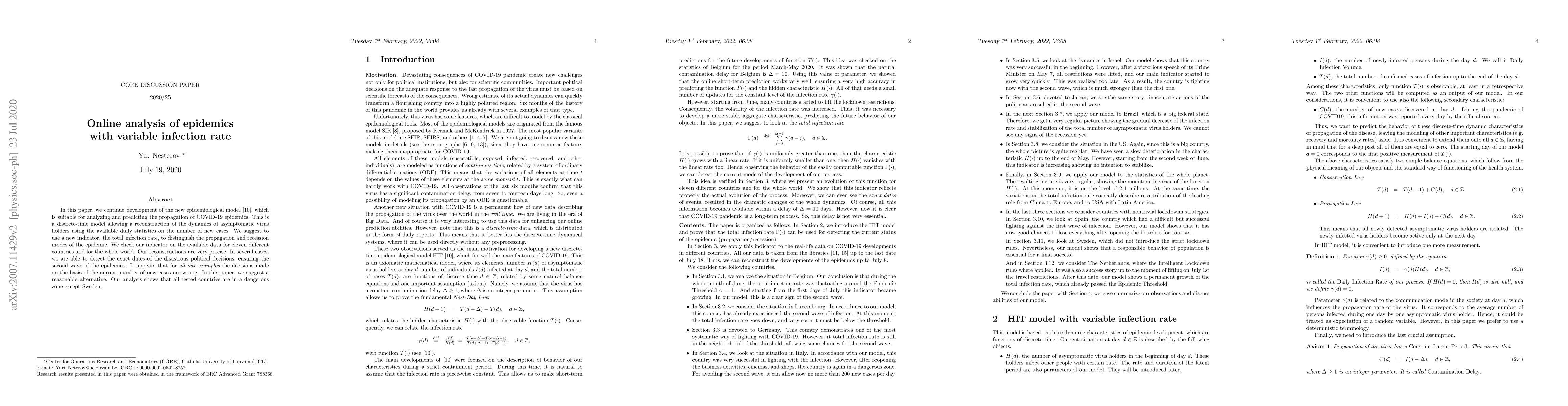 Thumbnail for Online analysis of epidemics with variable infection rate
