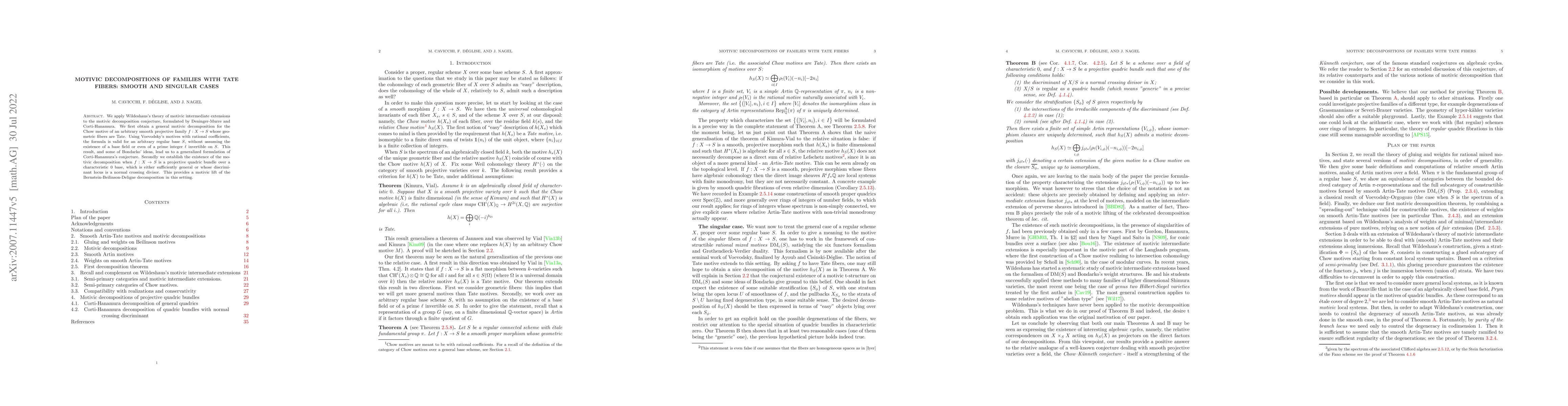Thumbnail for Motivic decompositions of families with Tate fibers: smooth and singular
  cases