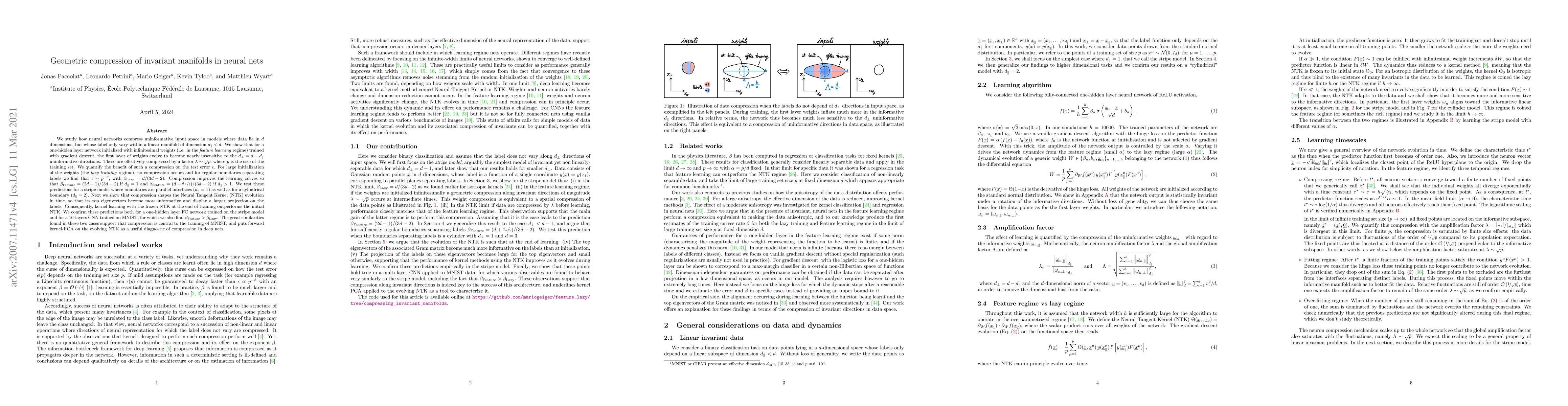 Thumbnail for Geometric compression of invariant manifolds in neural nets