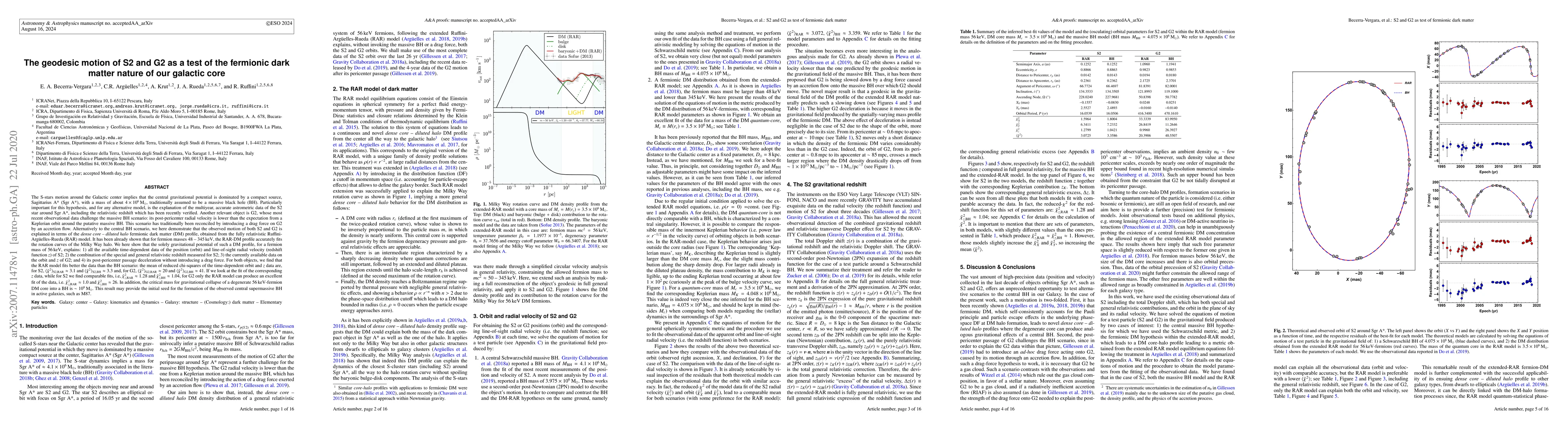 Thumbnail for The geodesic motion of S2 and G2 as a test of the fermionic dark matter
  nature of our galactic core