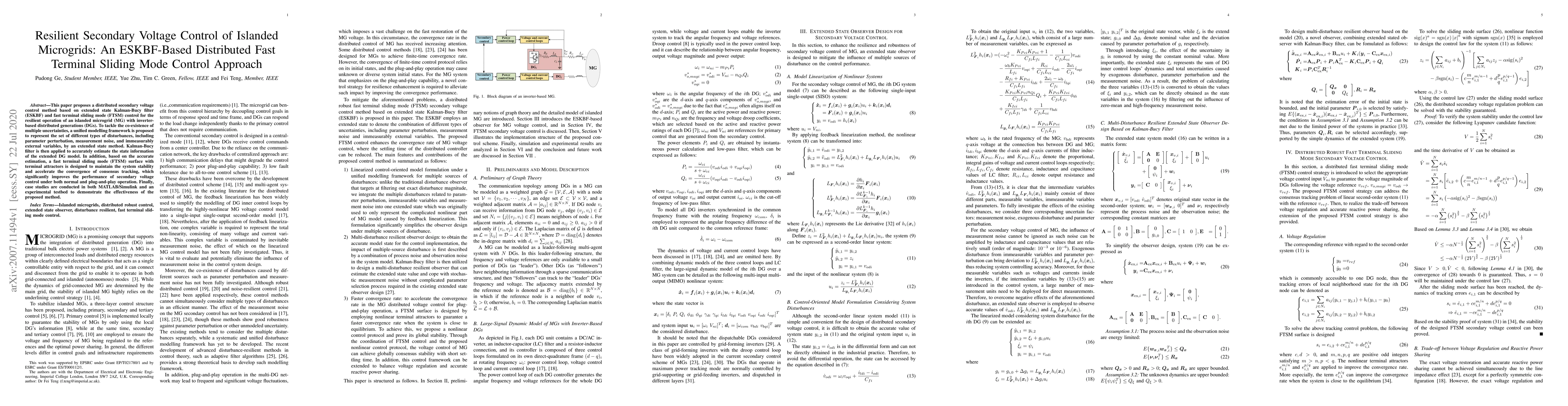 Thumbnail for Resilient Secondary Voltage Control of Islanded Microgrids: An
  ESKBF-Based Distributed Fast Terminal Sliding Mode Control Approach