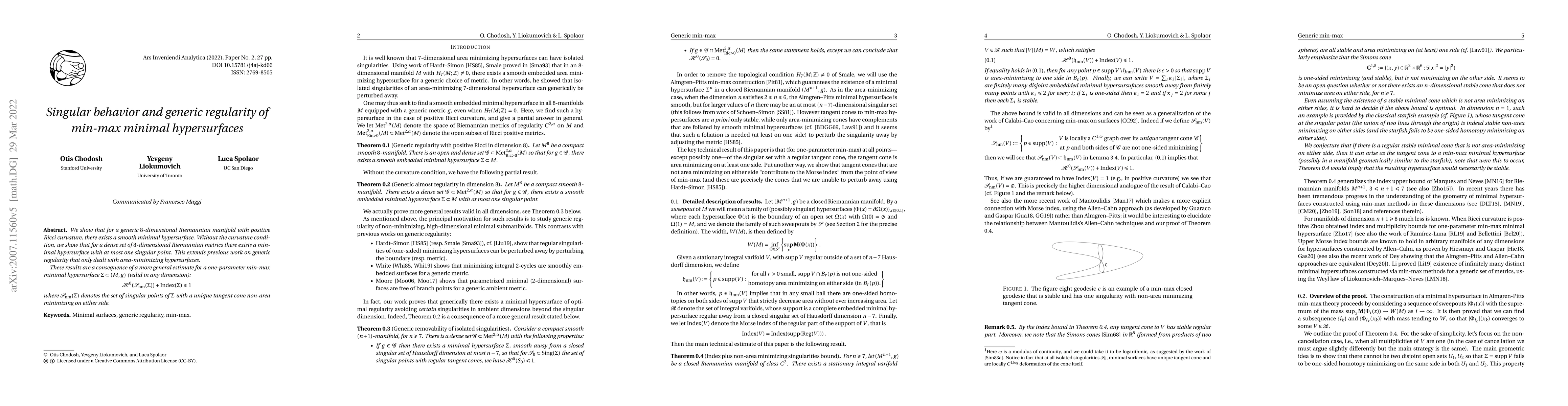Thumbnail for Singular behavior and generic regularity of min-max minimal
  hypersurfaces