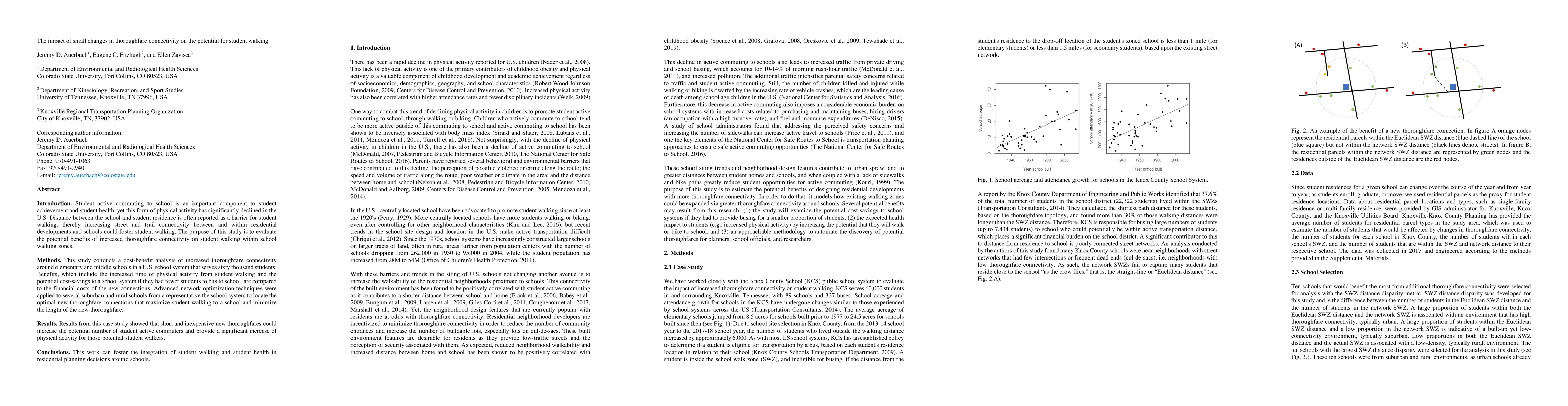 Thumbnail for The impact of small changes in thoroughfare connectivity on the
  potential for student walking