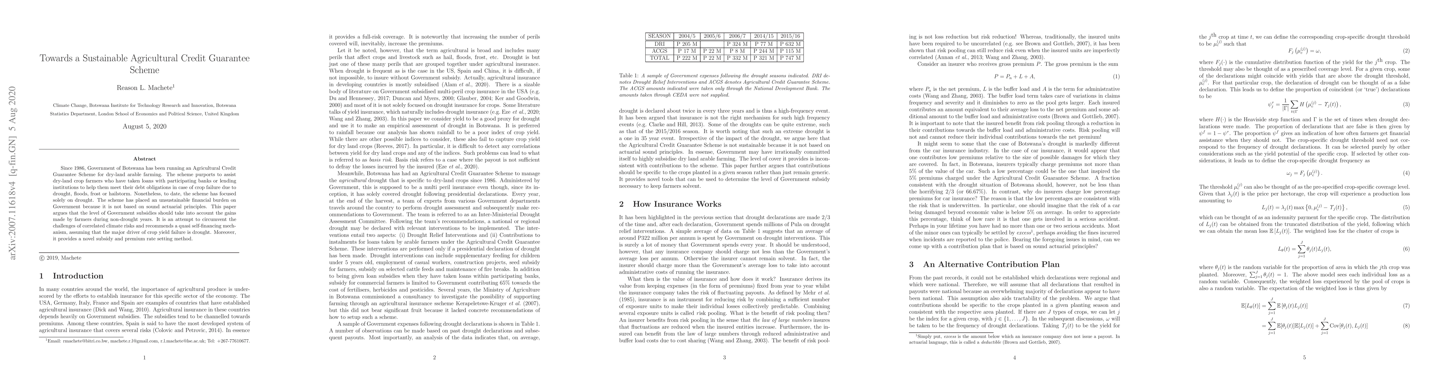 Thumbnail for Towards a Sustainable Agricultural Credit Guarantee Scheme