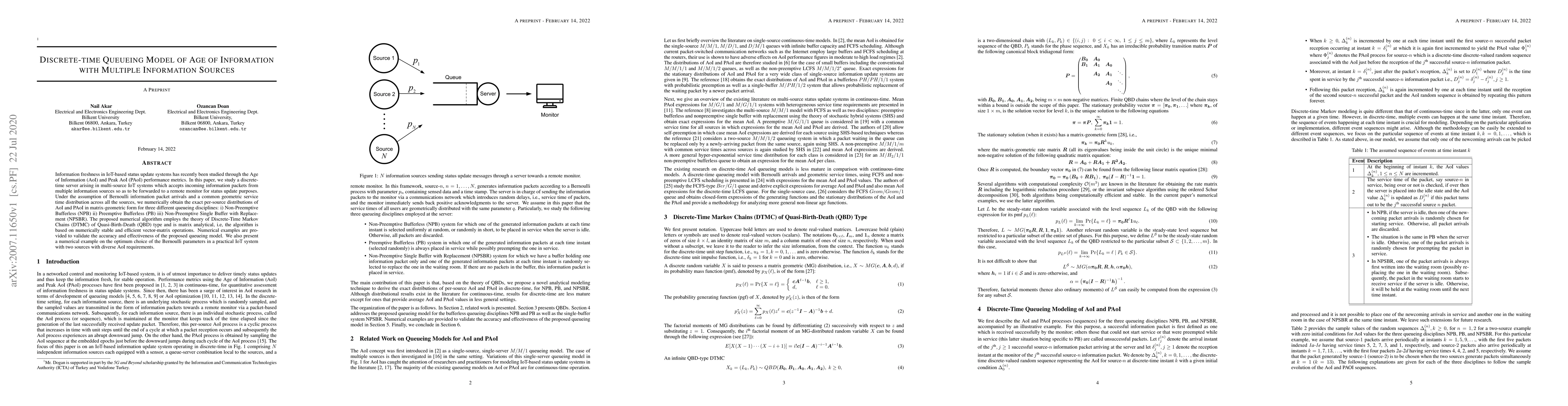Thumbnail for Discrete-time Queueing Model of Age of Information with Multiple
  Information Sources