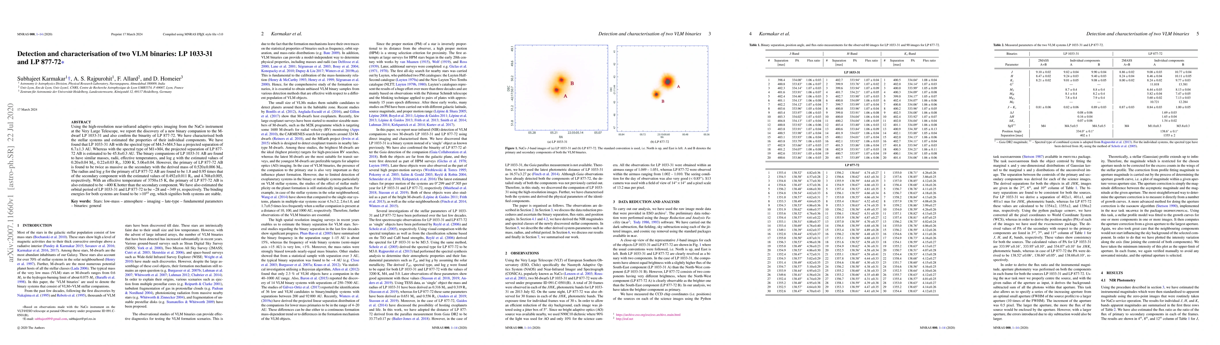 Thumbnail for Detection and characterisation of two VLM binaries: LP 1033-31 and LP
  877-72