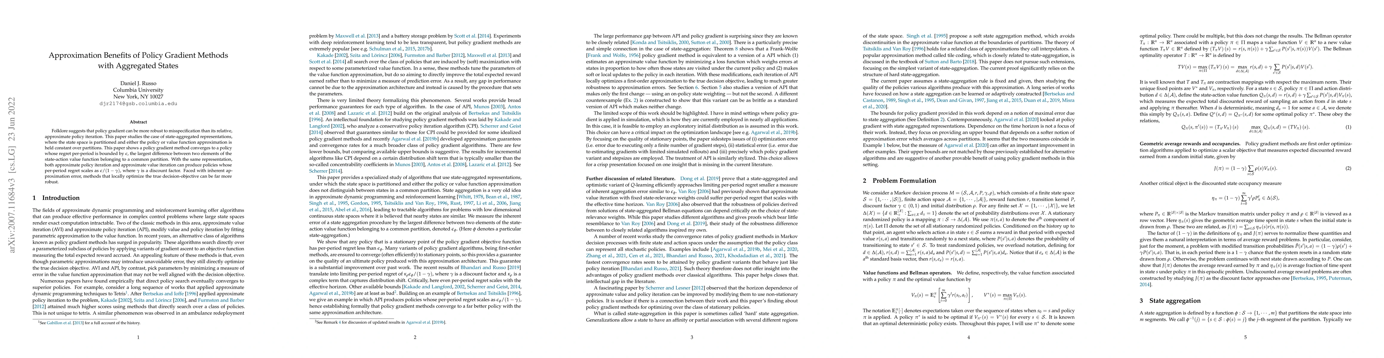 Thumbnail for Approximation Benefits of Policy Gradient Methods with Aggregated States
