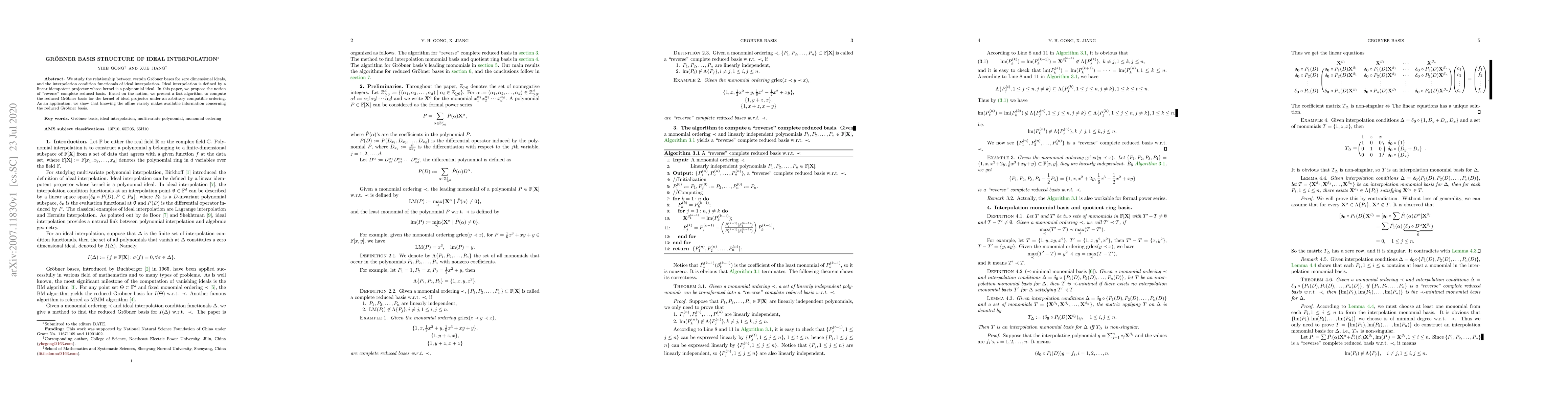 Thumbnail for Groebner basis structure of ideal interpolation