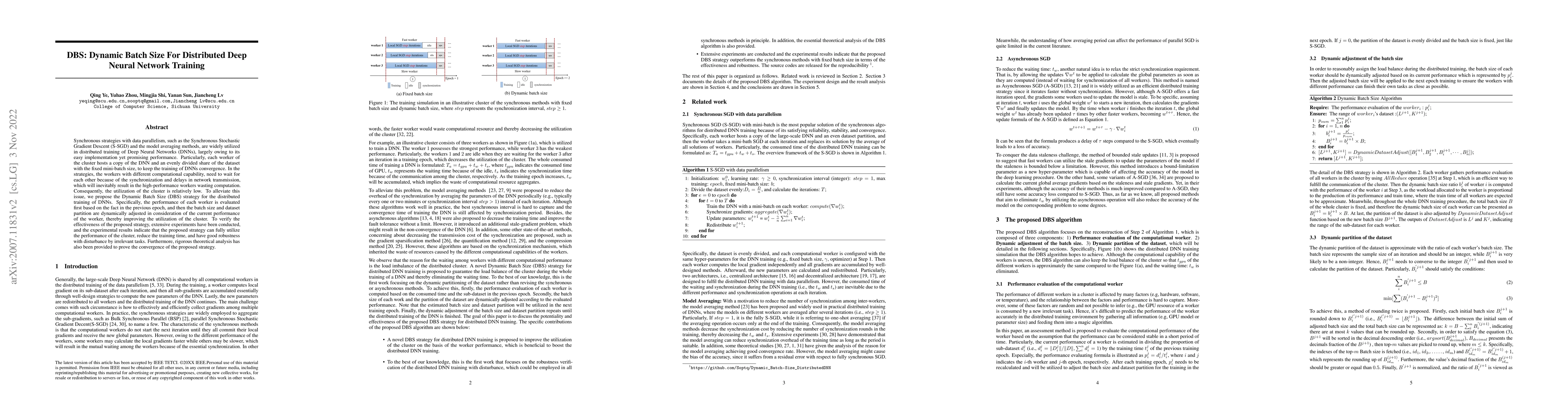 Thumbnail for DBS: Dynamic Batch Size For Distributed Deep Neural Network Training