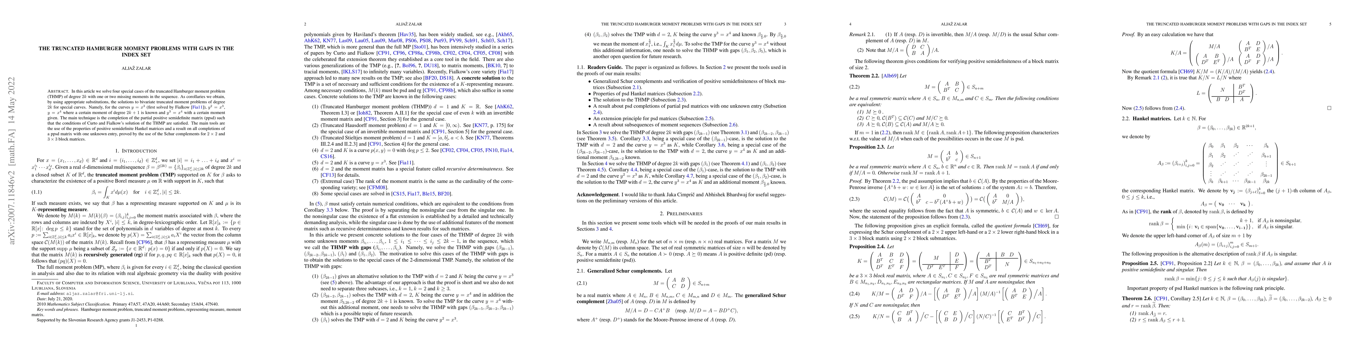 Thumbnail for The truncated Hamburger moment problems with gaps in the index set