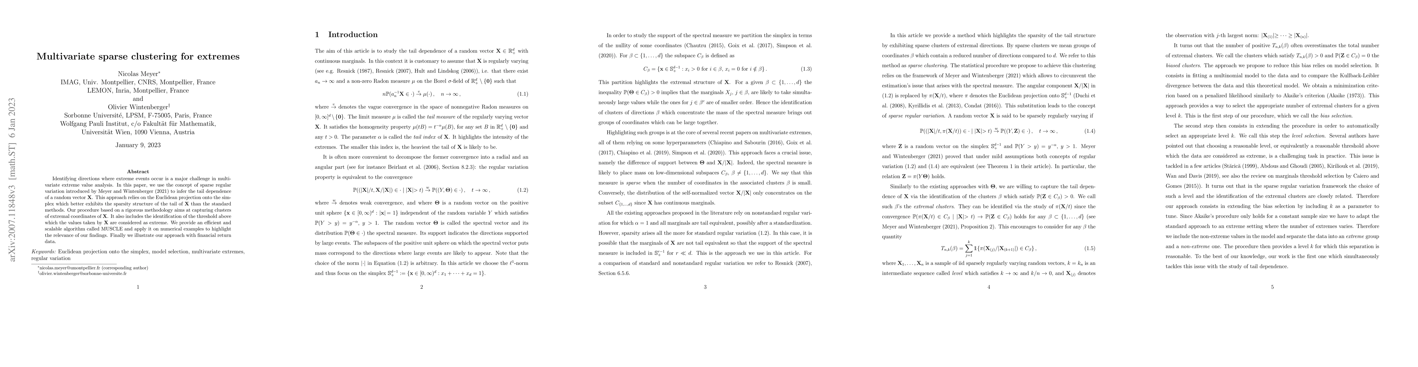 Thumbnail for Multivariate sparse clustering for extremes