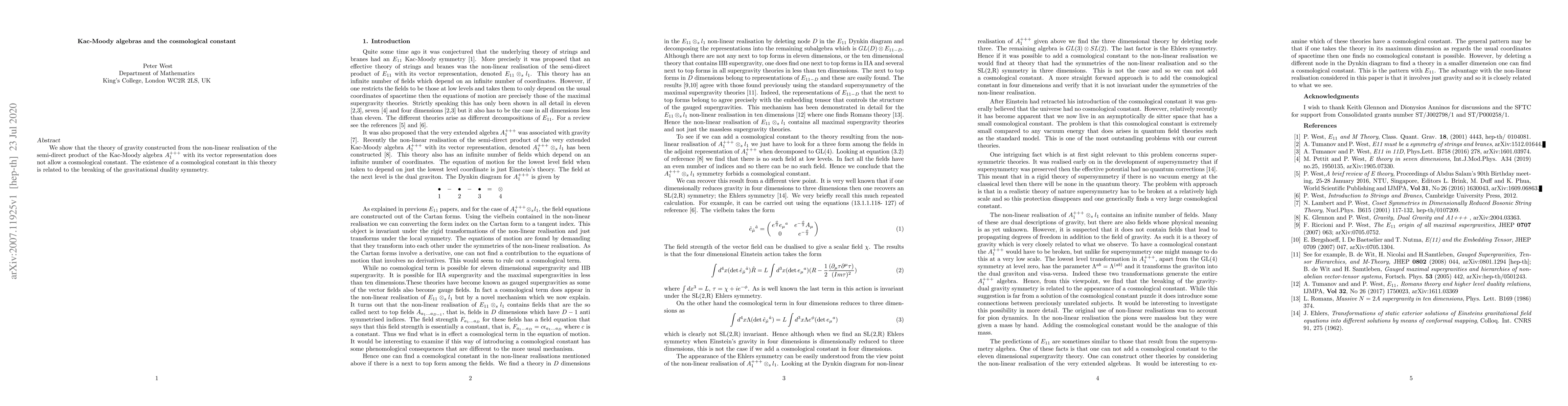 Thumbnail for Kac-Moody algebras and the cosmological constant