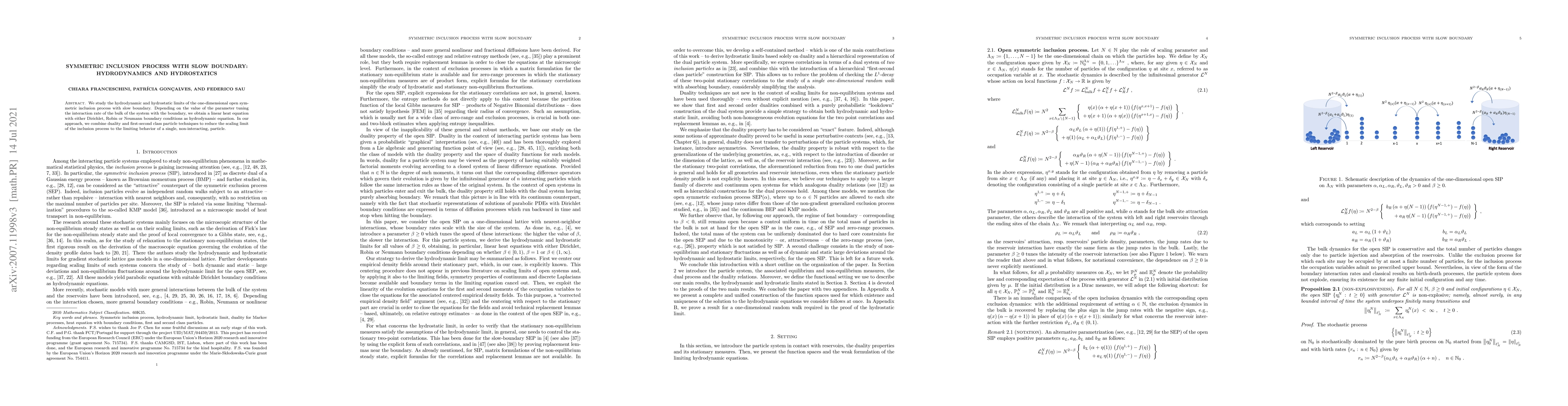 Thumbnail for Symmetric inclusion process with slow boundary: hydrodynamics and
  hydrostatics