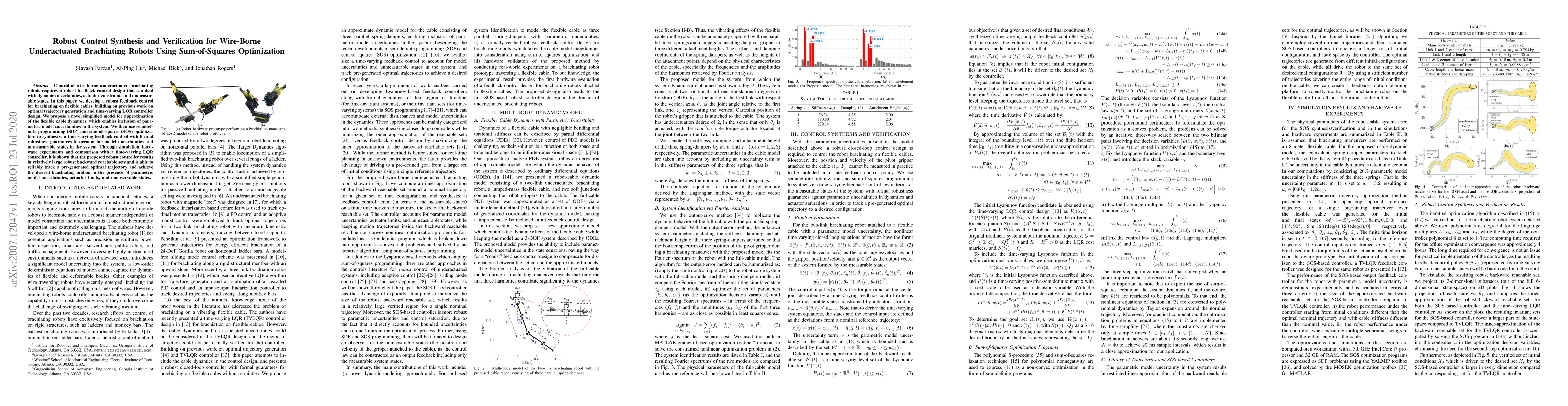 Thumbnail for Robust Control Synthesis and Verification for Wire-Borne Underactuated
  Brachiating Robots Using Sum-of-Squares Optimization