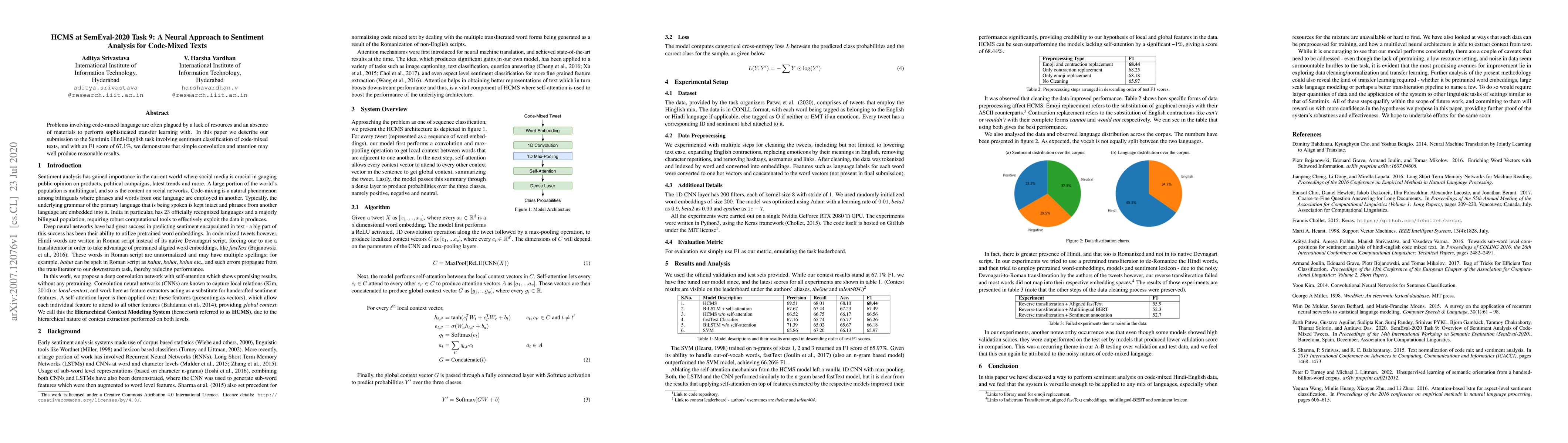 Thumbnail for HCMS at SemEval-2020 Task 9: A Neural Approach to Sentiment Analysis for
  Code-Mixed Texts