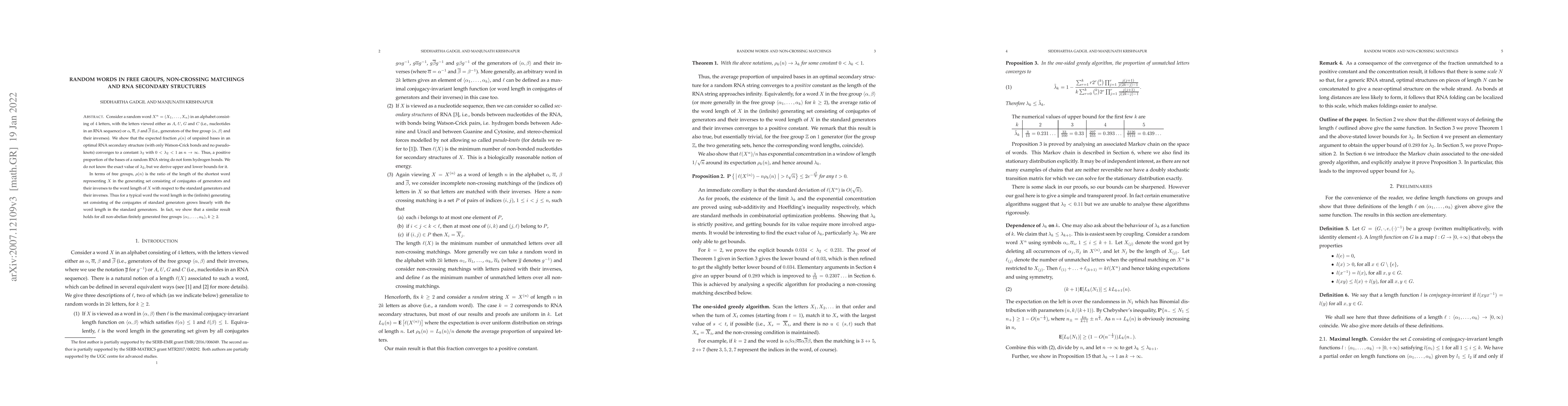 Thumbnail for Random words in free groups, non-crossing matchings and RNA secondary
  structures